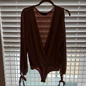 Elegant Brown Wrap Top